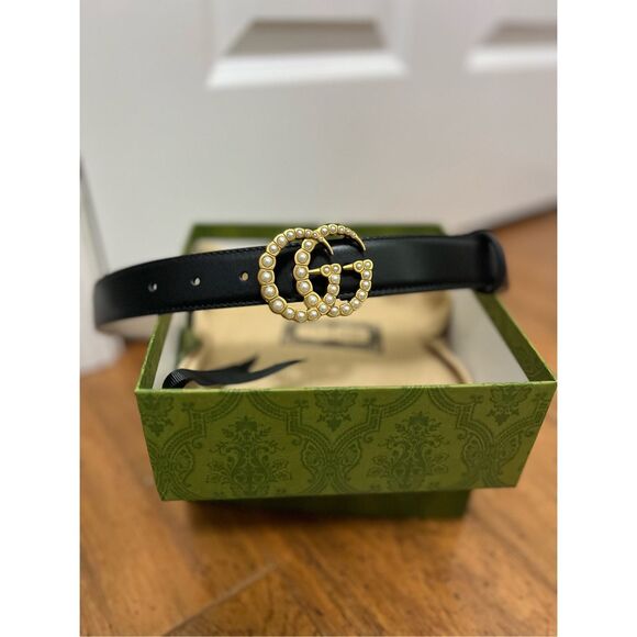 Gucci double g faux pearl belt - Picture 1 of 7